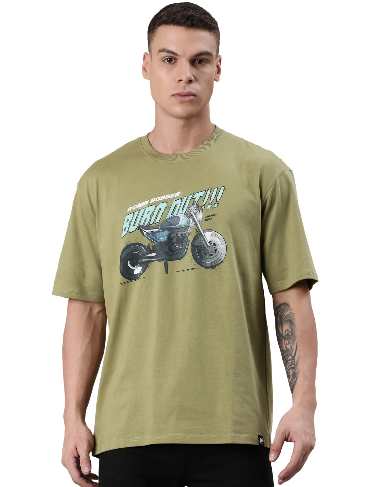 TVS Lifestyle 100% Cotton Oversized Graphic T-shirt for Men | Premium 220 GSM Heavyweight Tee with Relaxed Fit | Soft Cotton Oversized T Shirt for Boys | Durable Ribbed Neckline Streetwear Style